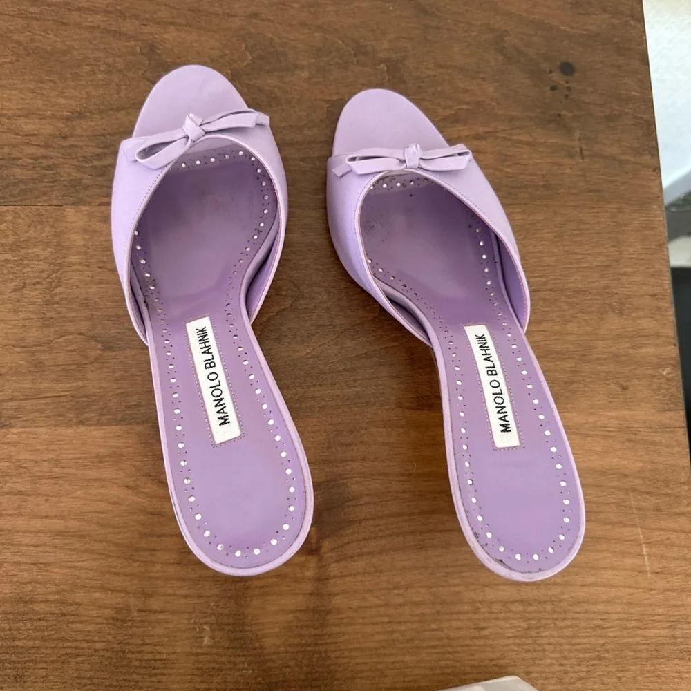 Manolo Blahnik Lavender Open-Toe Heels EU 39 - Picture 4 of 5